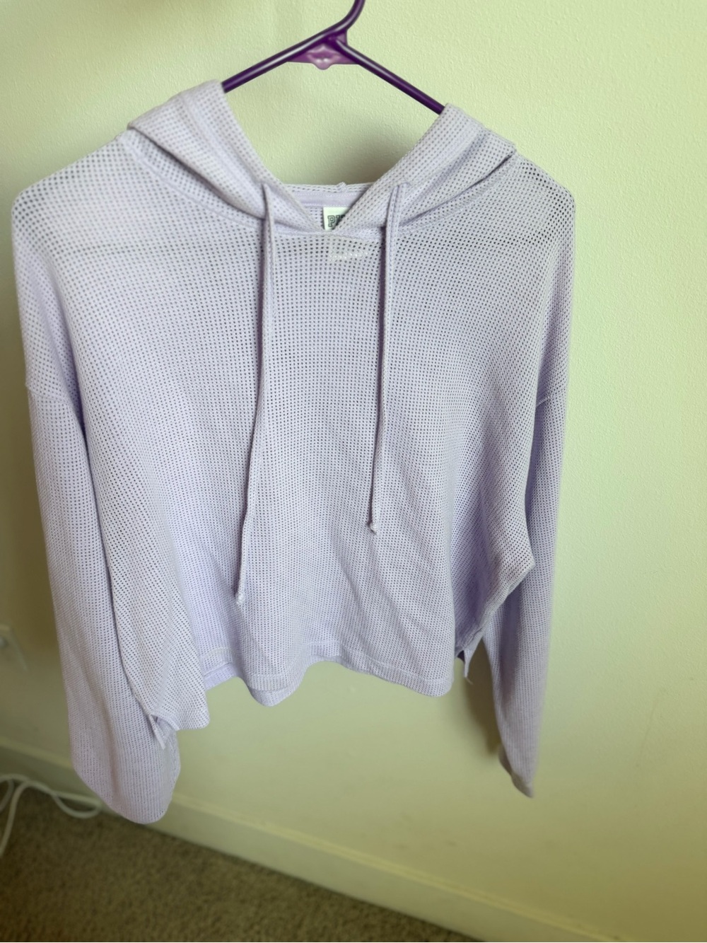 PINK Victoria’s Secret Waffle Knit Cropped Hoodie | Lavender | Size M
